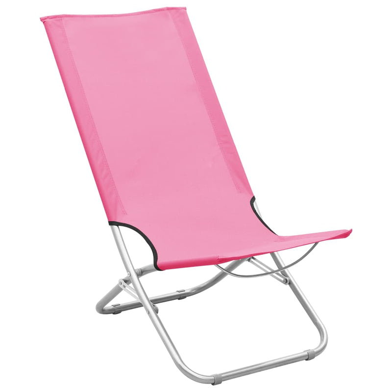Strandstoelen 2 st inklapbaar stof roze MeubelReus