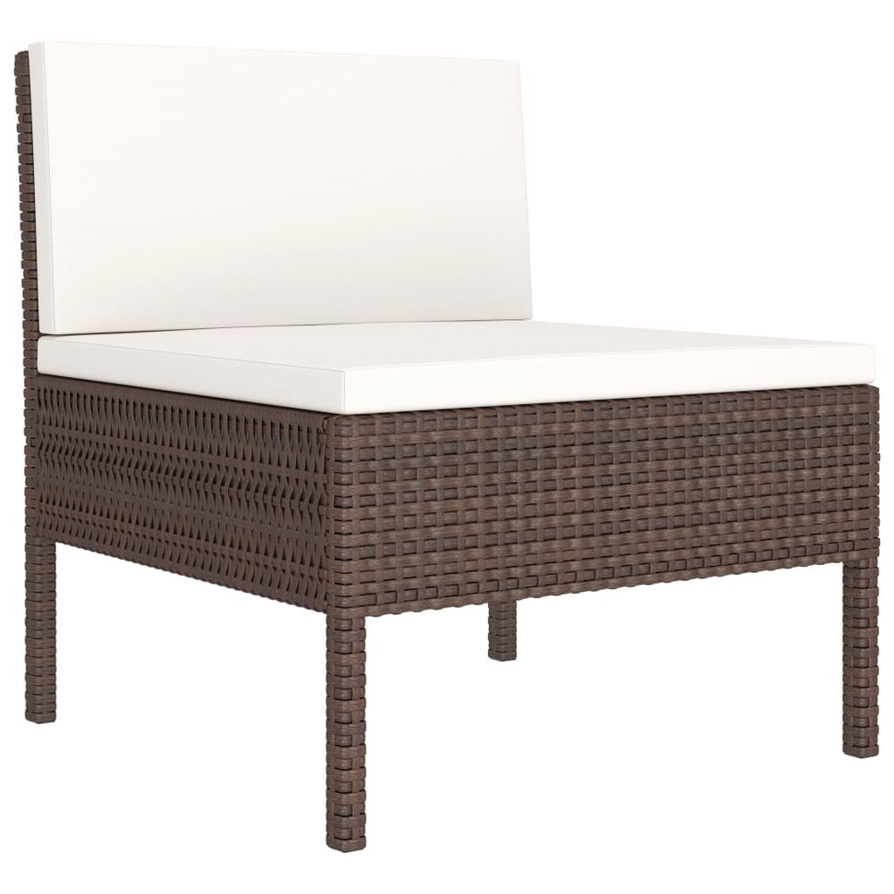 3-delige Loungeset met kussens poly rattan bruin MeubelReus