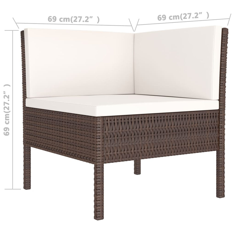3-delige Loungeset met kussens poly rattan bruin MeubelReus