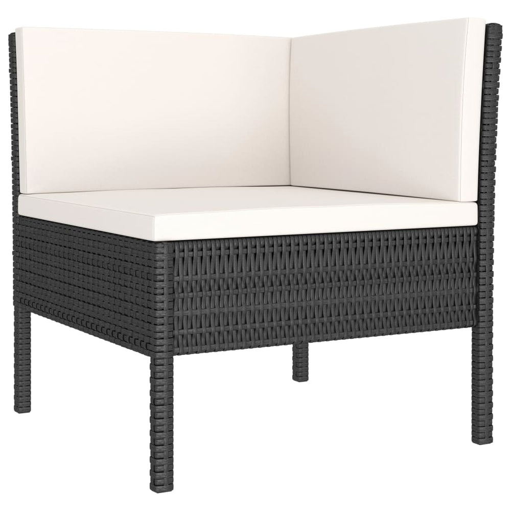 3-delige Loungeset met kussens poly rattan zwart MeubelReus