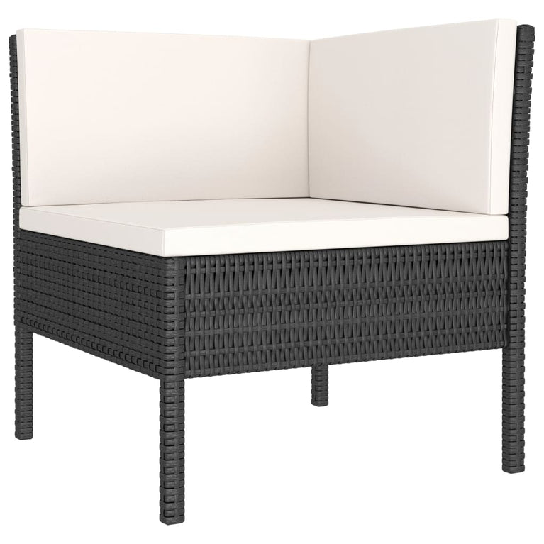 3-delige Loungeset met kussens poly rattan zwart MeubelReus