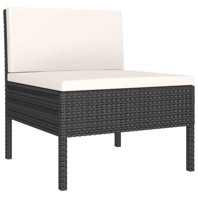 3-delige Loungeset met kussens poly rattan zwart MeubelReus