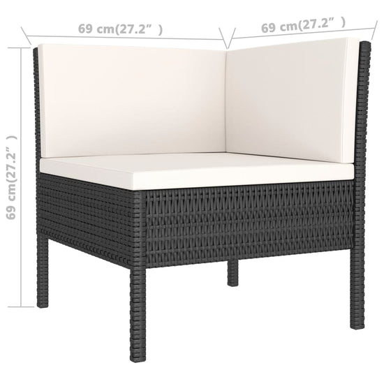 3-delige Loungeset met kussens poly rattan zwart MeubelReus