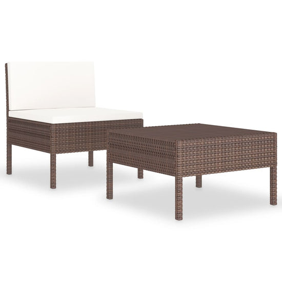 2-delige Loungeset met kussens poly rattan bruin MeubelReus