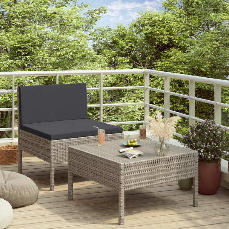 2-delige Loungeset met kussens poly rattan grijs MeubelReus
