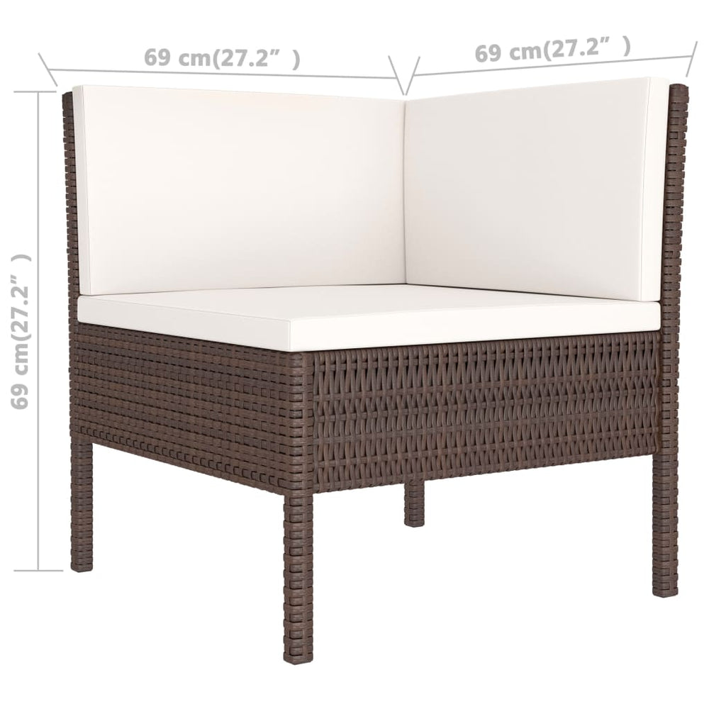 3-delige Loungeset met kussens poly rattan bruin MeubelReus