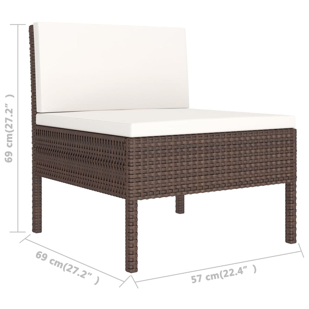 3-delige Loungeset met kussens poly rattan bruin MeubelReus
