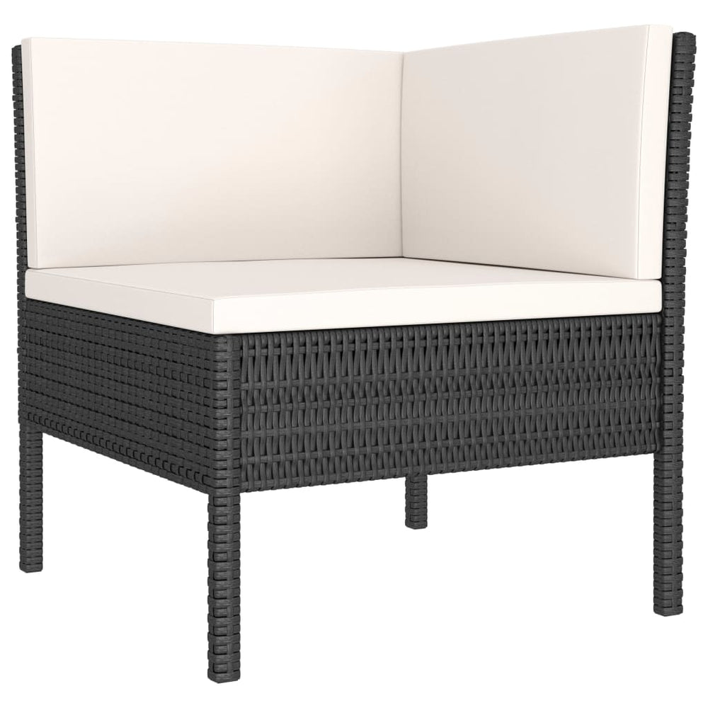 3-delige Loungeset met kussens poly rattan zwart MeubelReus