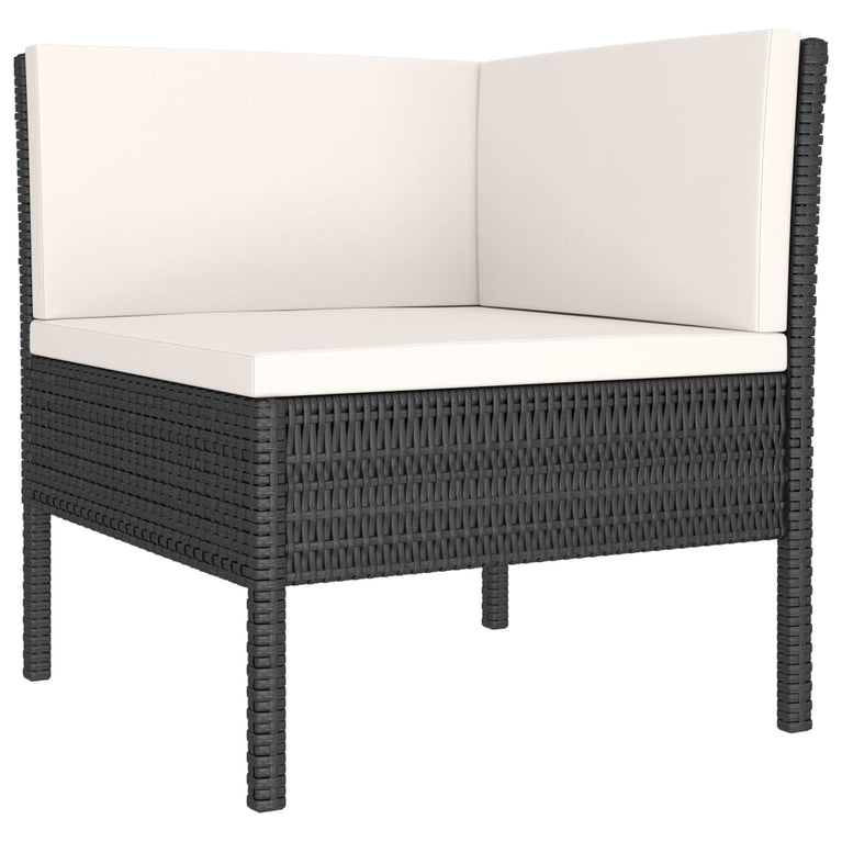 3-delige Loungeset met kussens poly rattan zwart MeubelReus