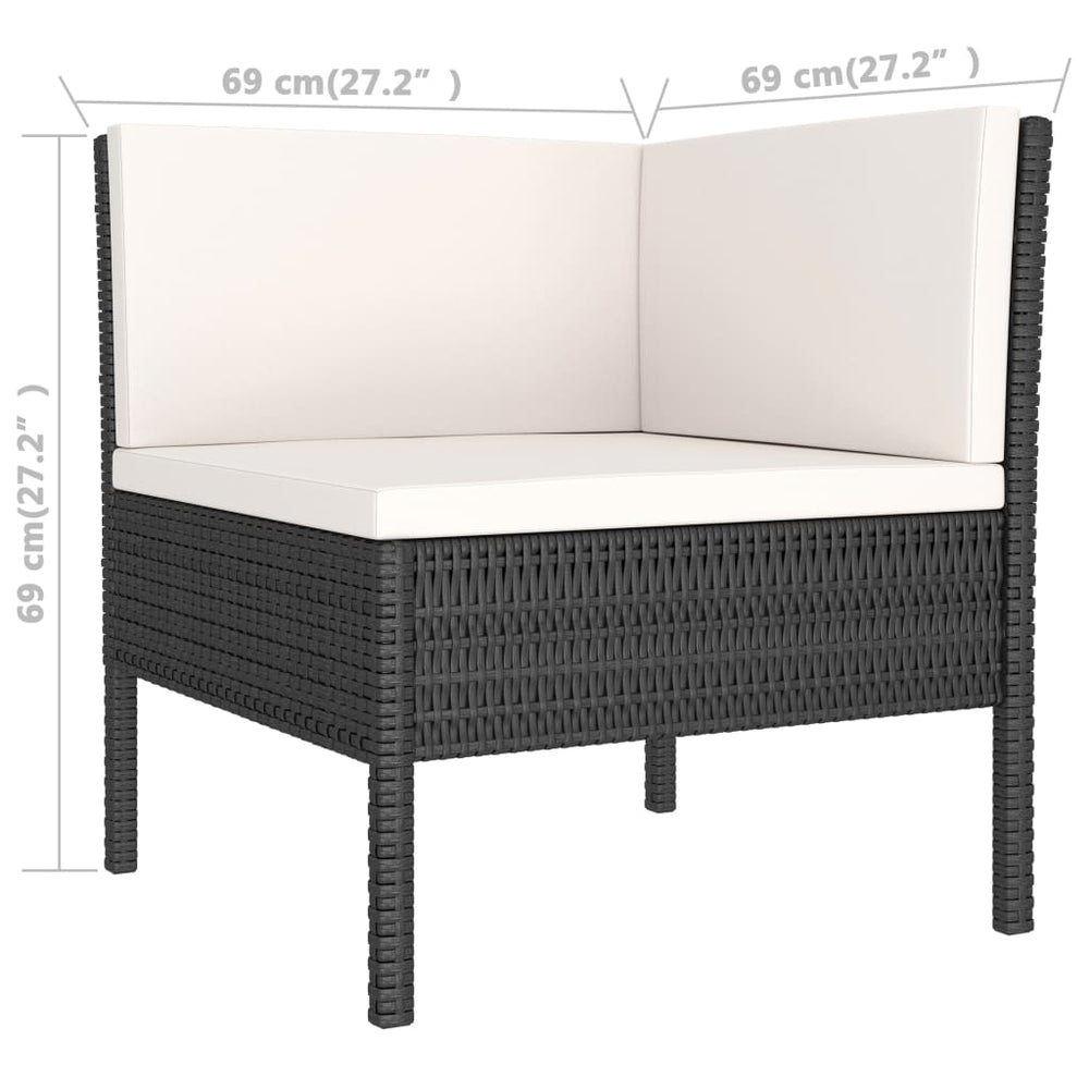 3-delige Loungeset met kussens poly rattan zwart MeubelReus