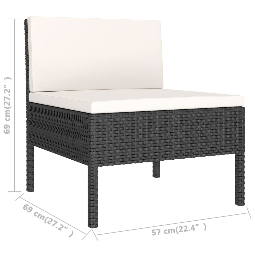 3-delige Loungeset met kussens poly rattan zwart MeubelReus