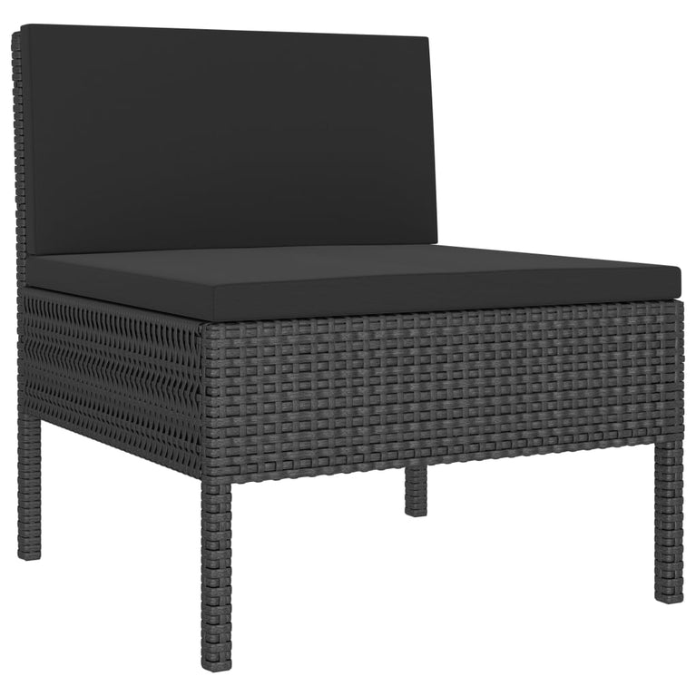 3-delige Loungeset met kussens poly rattan zwart MeubelReus