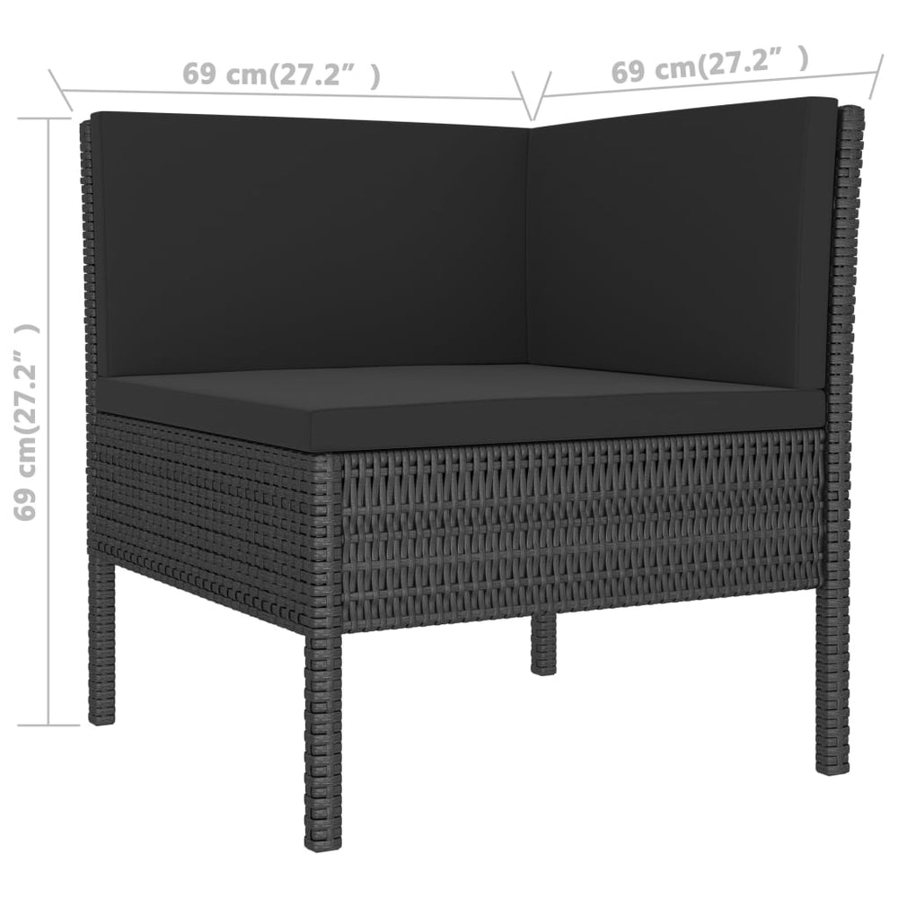 3-delige Loungeset met kussens poly rattan zwart MeubelReus