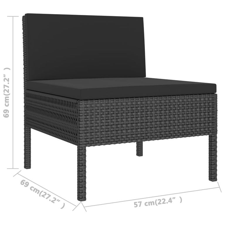 3-delige Loungeset met kussens poly rattan zwart MeubelReus