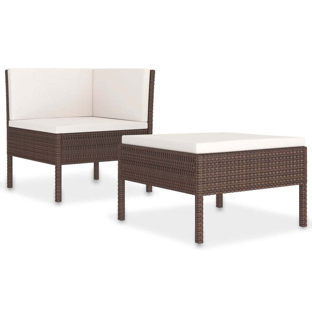 2-delige Loungeset met kussens poly rattan bruin MeubelReus