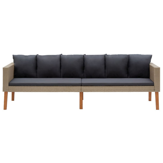 Tuinbank 3-zits met kussens poly rattan beige MeubelReus