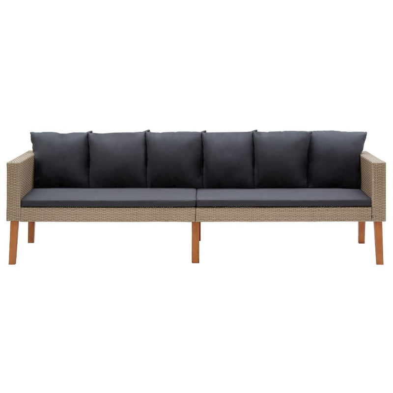Tuinbank 3-zits met kussens poly rattan beige MeubelReus