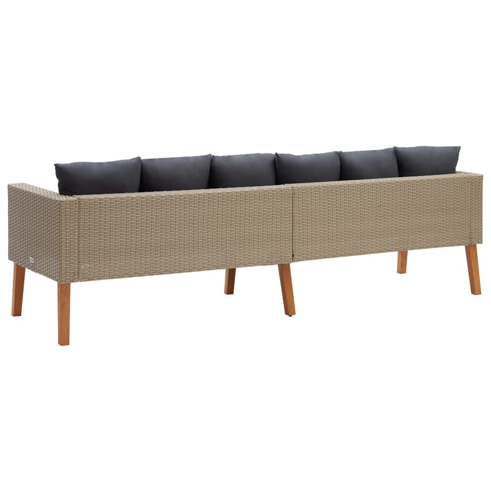 Tuinbank 3-zits met kussens poly rattan beige MeubelReus