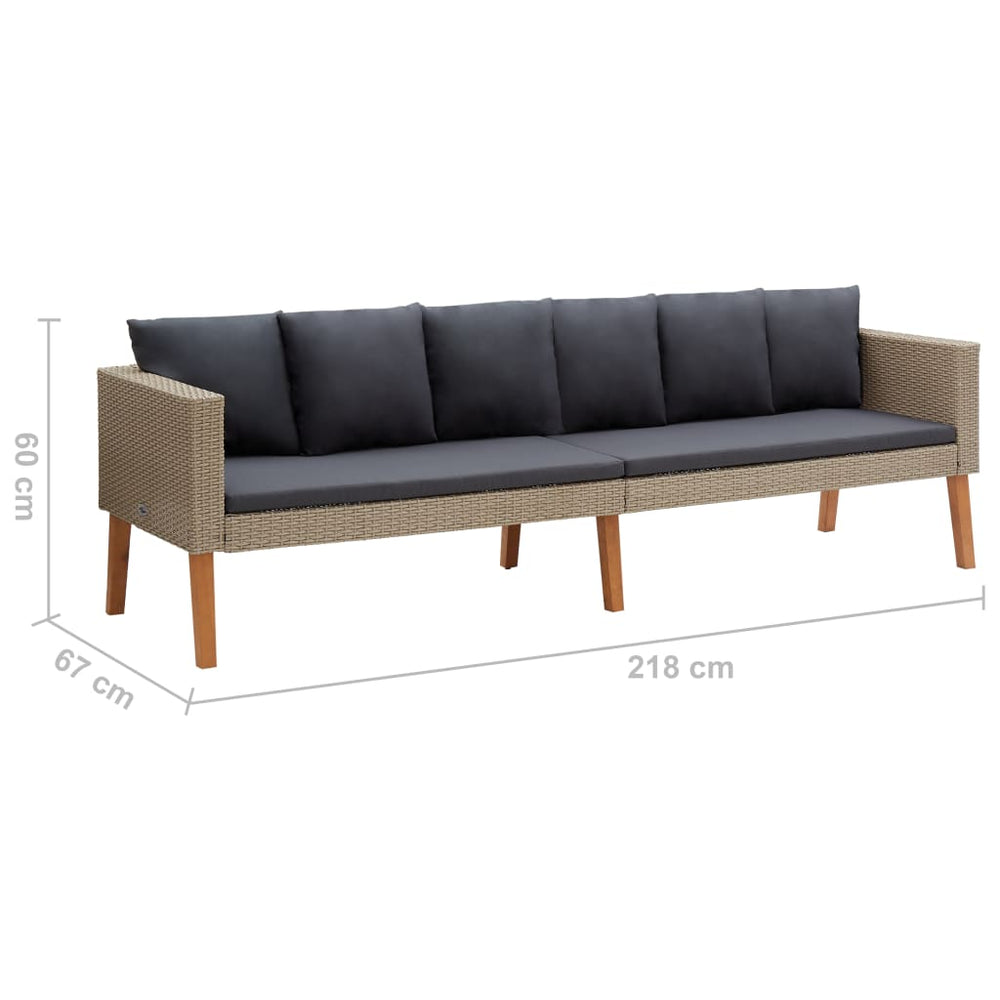 Tuinbank 3-zits met kussens poly rattan beige MeubelReus