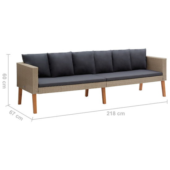 Tuinbank 3-zits met kussens poly rattan beige MeubelReus