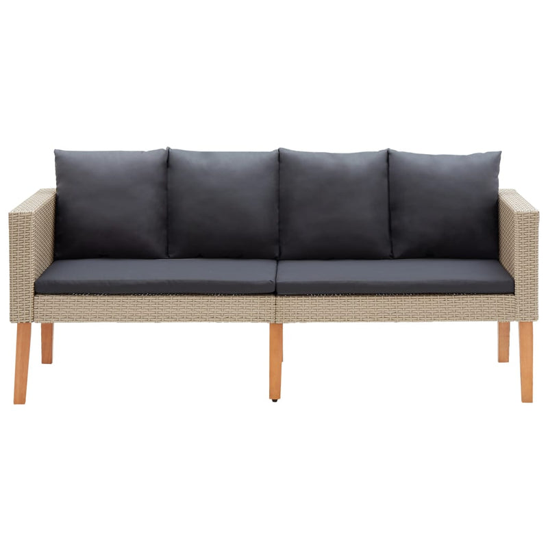 Tuinbank 2-zits met kussens poly rattan beige MeubelReus