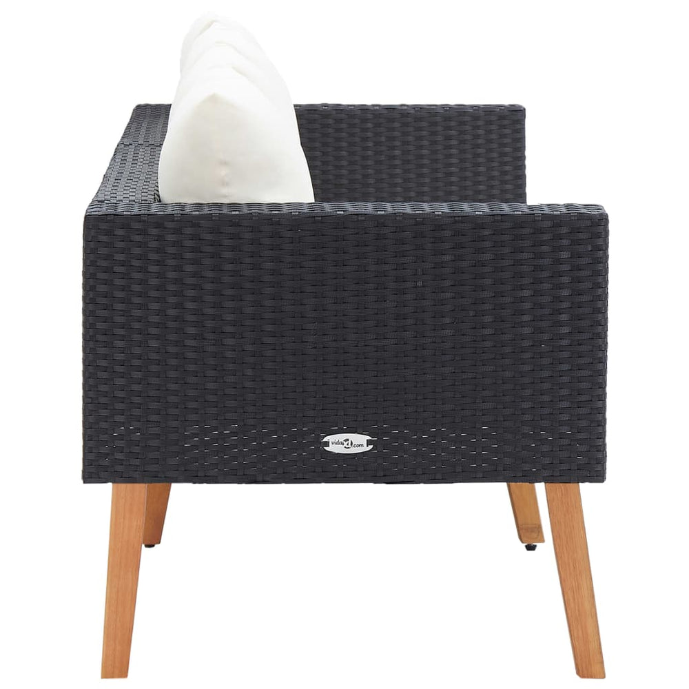 Tuinbank 2-zits met kussens poly rattan zwart MeubelReus