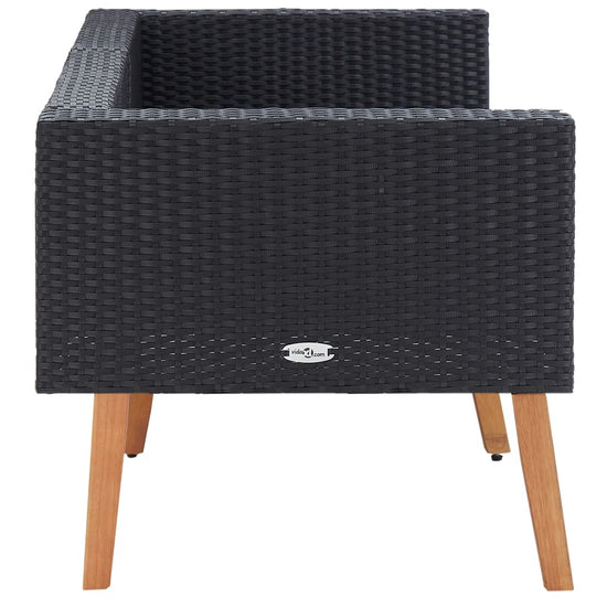 Tuinbank 2-zits met kussens poly rattan zwart MeubelReus
