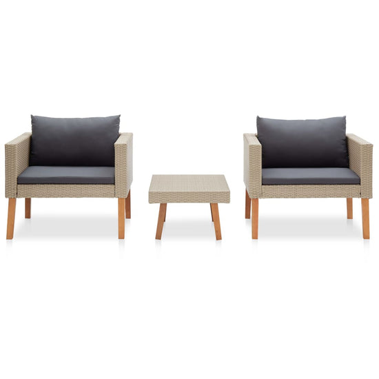 3-delige Loungeset met kussens poly rattan beige MeubelReus