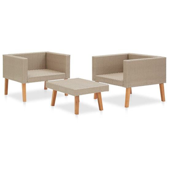 3-delige Loungeset met kussens poly rattan beige MeubelReus