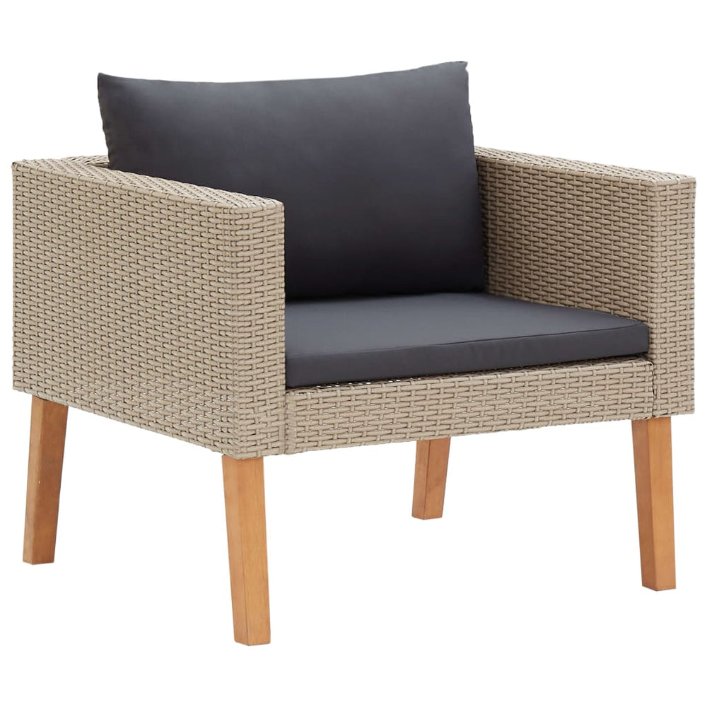 3-delige Loungeset met kussens poly rattan beige MeubelReus
