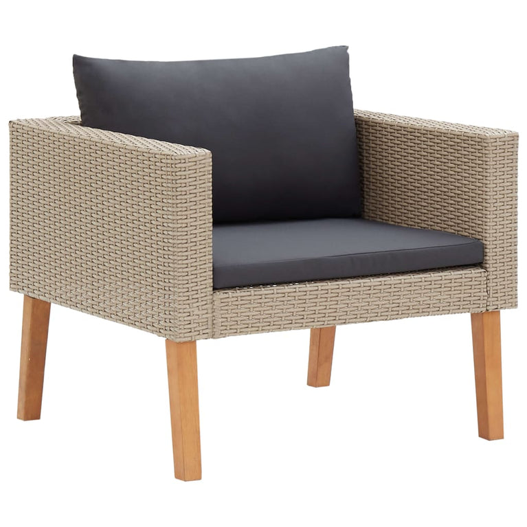 3-delige Loungeset met kussens poly rattan beige MeubelReus
