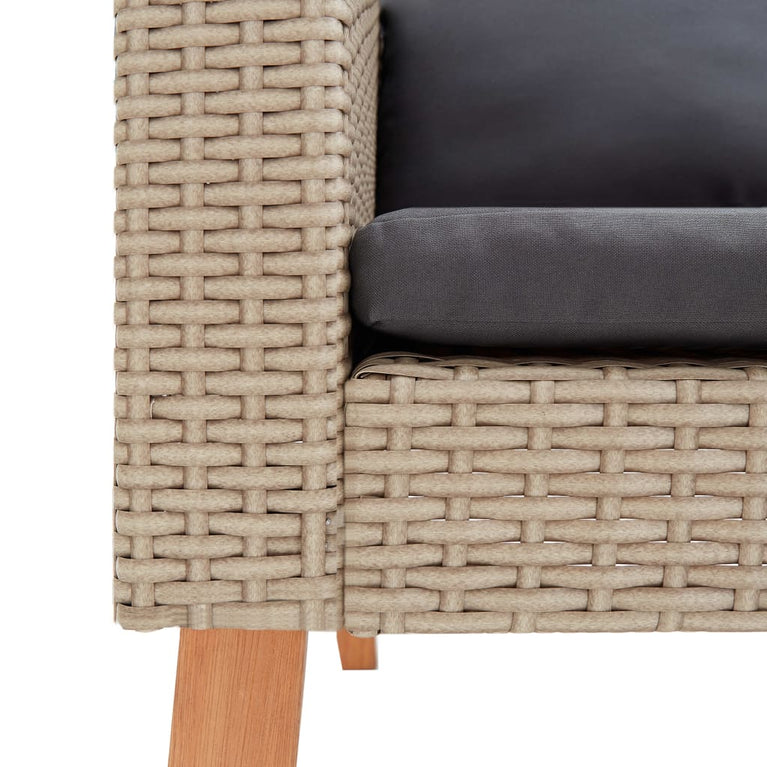 3-delige Loungeset met kussens poly rattan beige MeubelReus