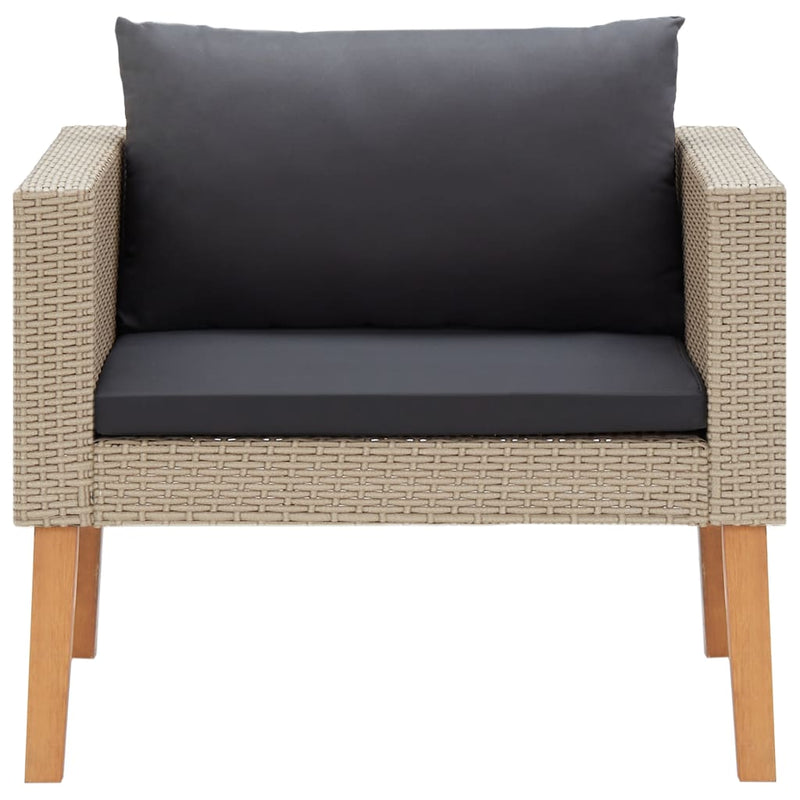 Tuinbank eenzits met kussens poly rattan beige MeubelReus