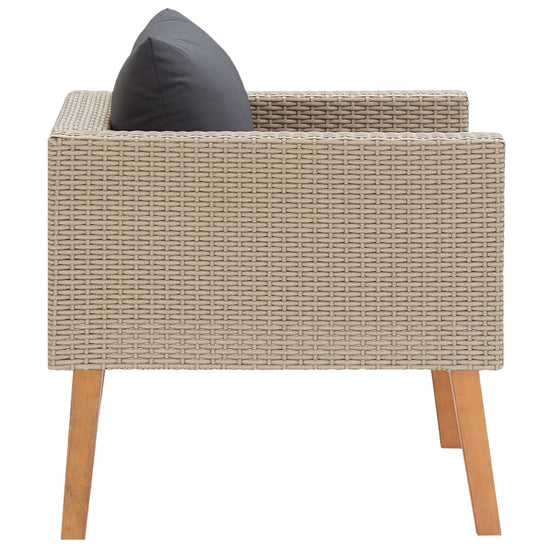 Tuinbank eenzits met kussens poly rattan beige MeubelReus