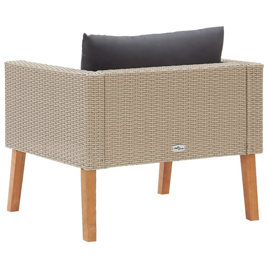 Tuinbank eenzits met kussens poly rattan beige MeubelReus