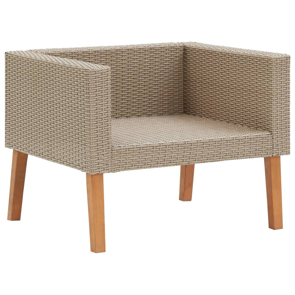 Tuinbank eenzits met kussens poly rattan beige MeubelReus