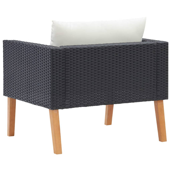 Tuinbank eenzits met kussens poly rattan zwart MeubelReus