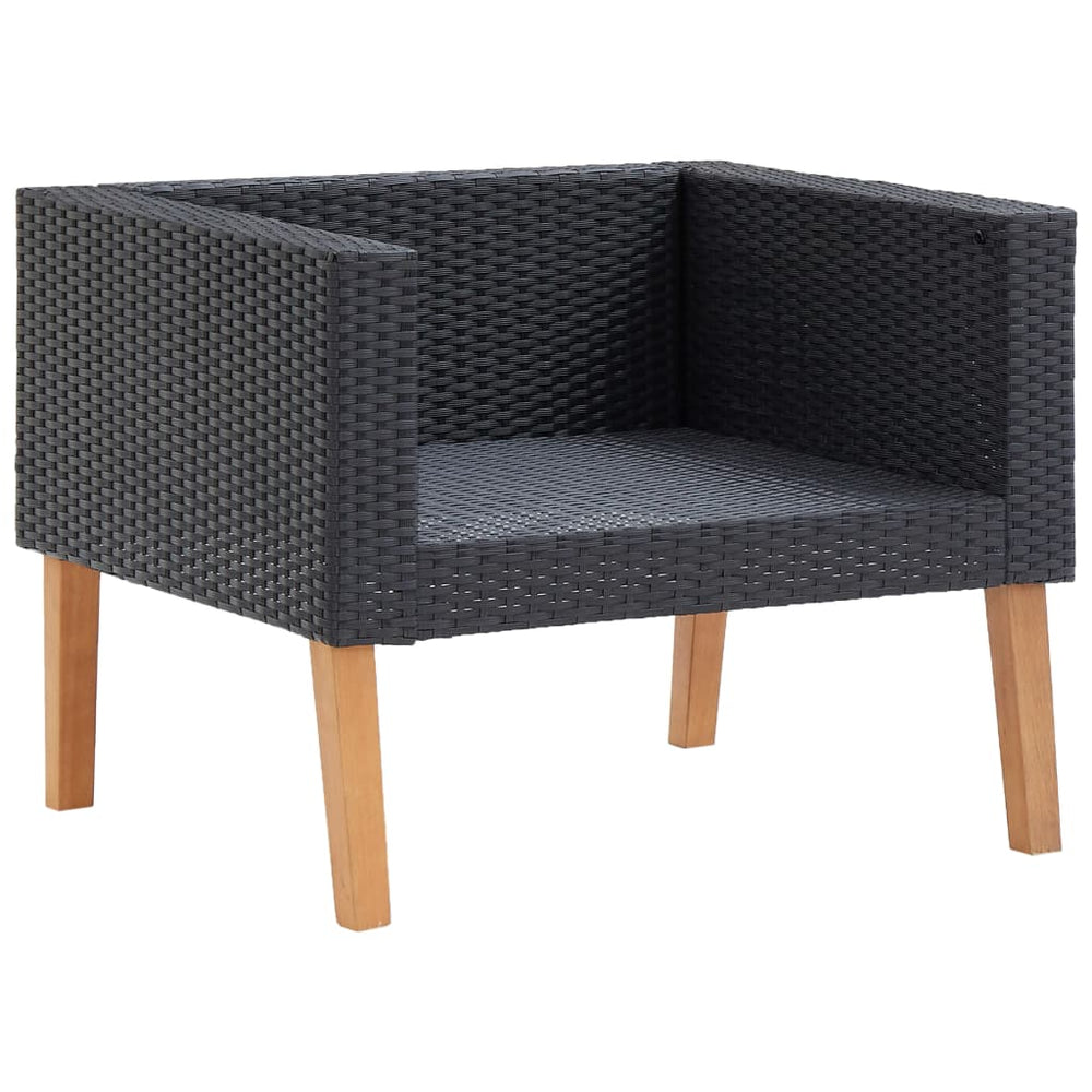 Tuinbank eenzits met kussens poly rattan zwart MeubelReus