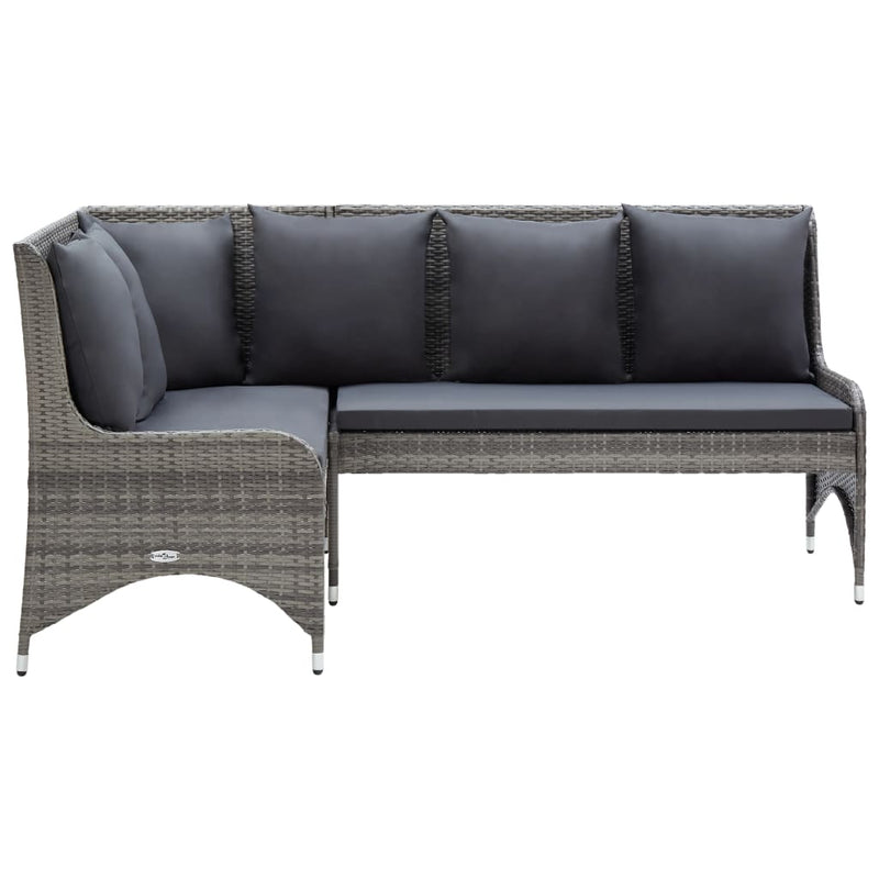 Tuinhoekbanken 2 st poly rattan grijs MeubelReus