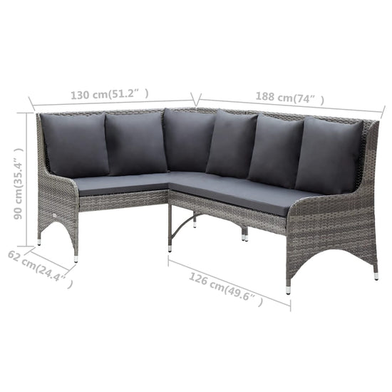 Tuinhoekbanken 2 st poly rattan grijs MeubelReus