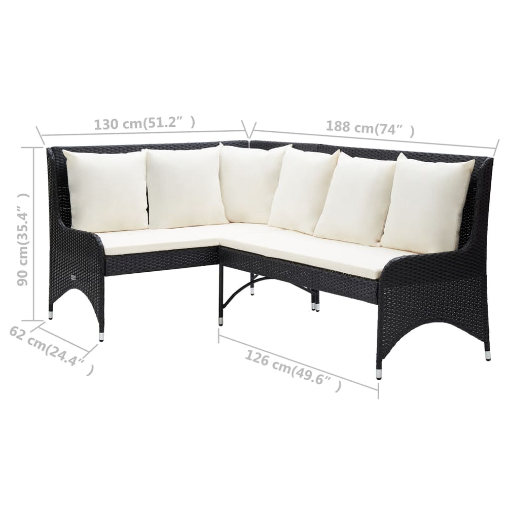 Tuinhoekbanken 2 st poly rattan zwart MeubelReus