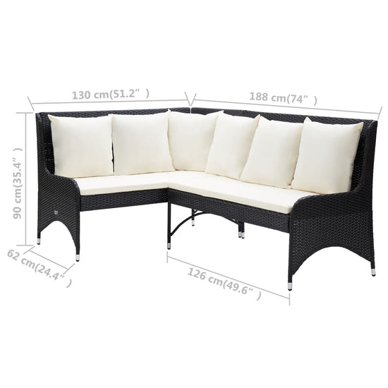 Tuinhoekbanken 2 st poly rattan zwart MeubelReus
