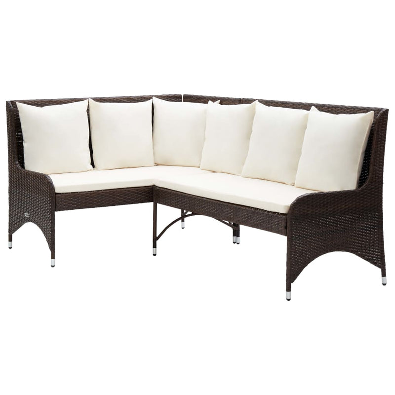 Tuinhoekbanken 2 st poly rattan bruin MeubelReus