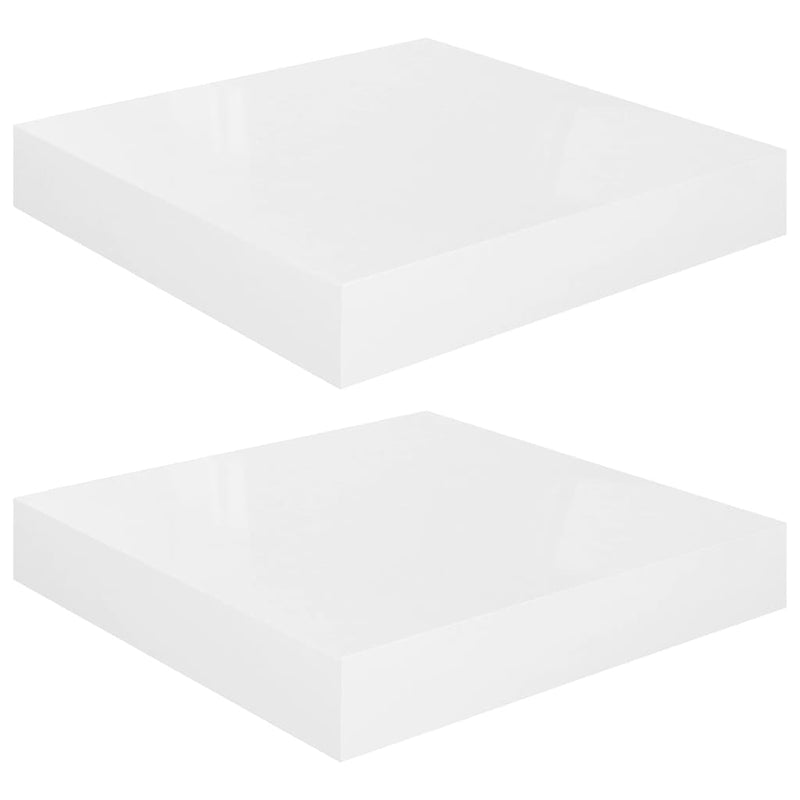 Wandschappen zwevend 2 st 23x23,5x3,8 cm MDF hoogglans wit MeubelReus