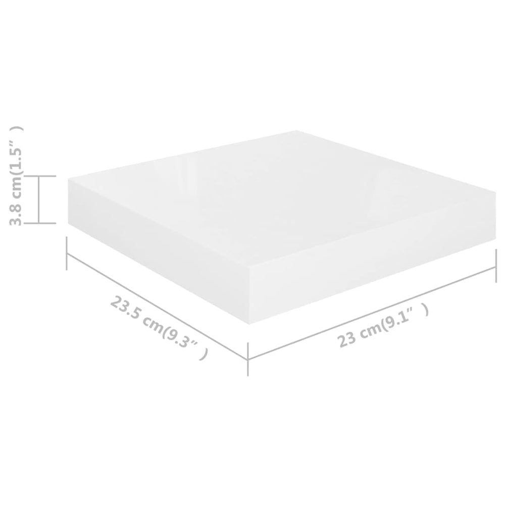 Wandschappen zwevend 2 st 23x23,5x3,8 cm MDF hoogglans wit MeubelReus
