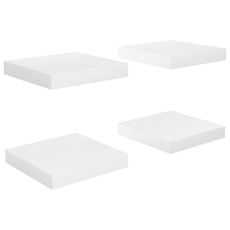 Wandschappen zwevend 4 st 23x23,5x3,8 cm MDF hoogglans wit MeubelReus