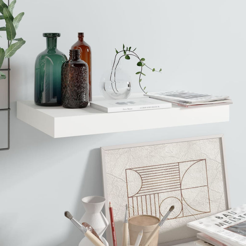 Wandschap zwevend 40x23x3,8 cm MDF hoogglans wit MeubelReus
