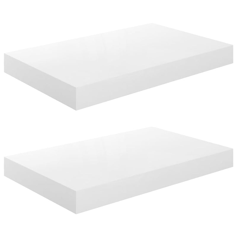 Wandschappen zwevend 2 st 40x23x3,8 cm MDF hoogglans wit MeubelReus