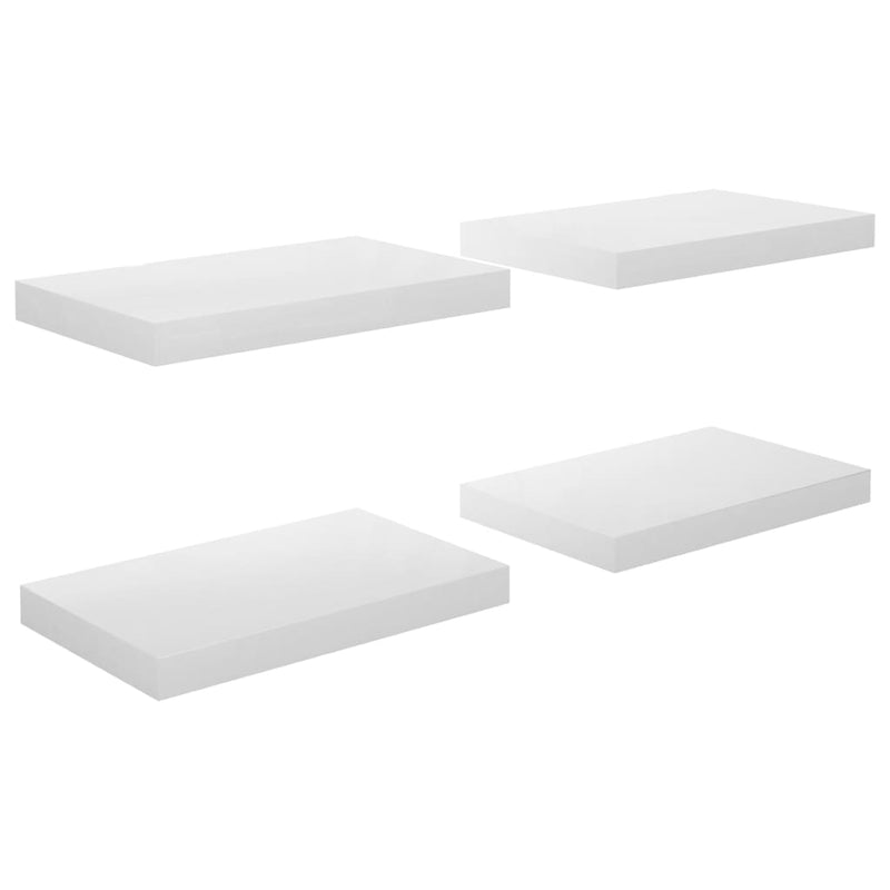 Wandschappen zwevend 4 st 40x23x3,8 cm MDF hoogglans wit MeubelReus