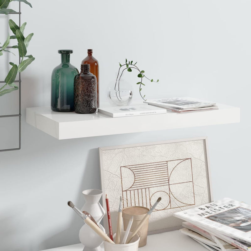 Wandschap zwevend 50x23x3,8 cm MDF hoogglans wit MeubelReus